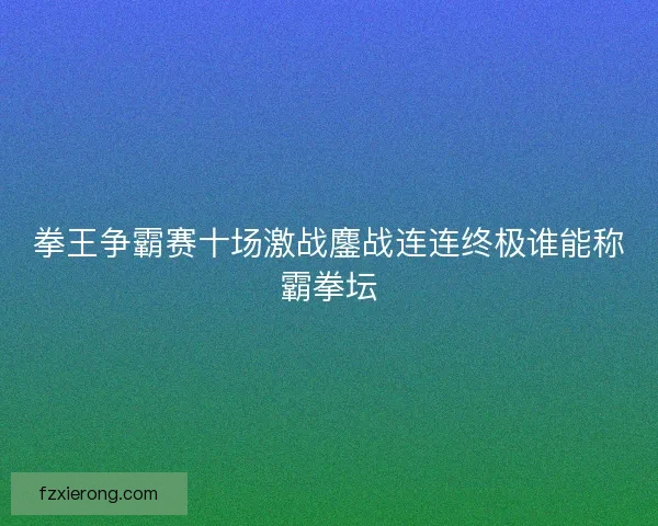 拳王争霸赛十场激战鏖战连连终极谁能称霸拳坛