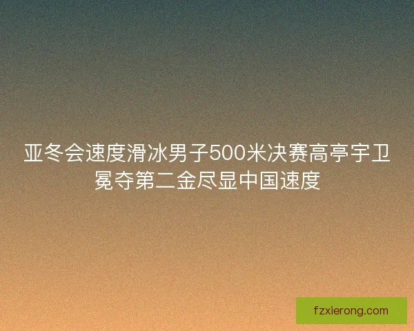 亚冬会速度滑冰男子500米决赛高亭宇卫冕夺第二金尽显中国速度